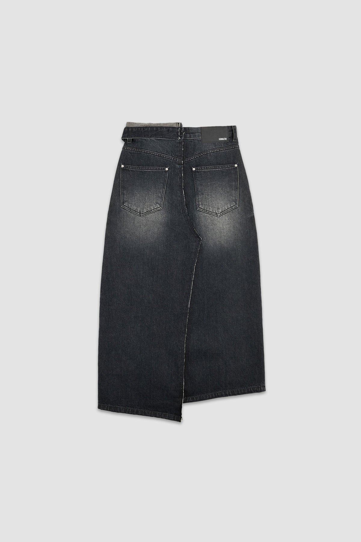 Matinkim Foldover Vintage Washed Denim Skirt IN Black