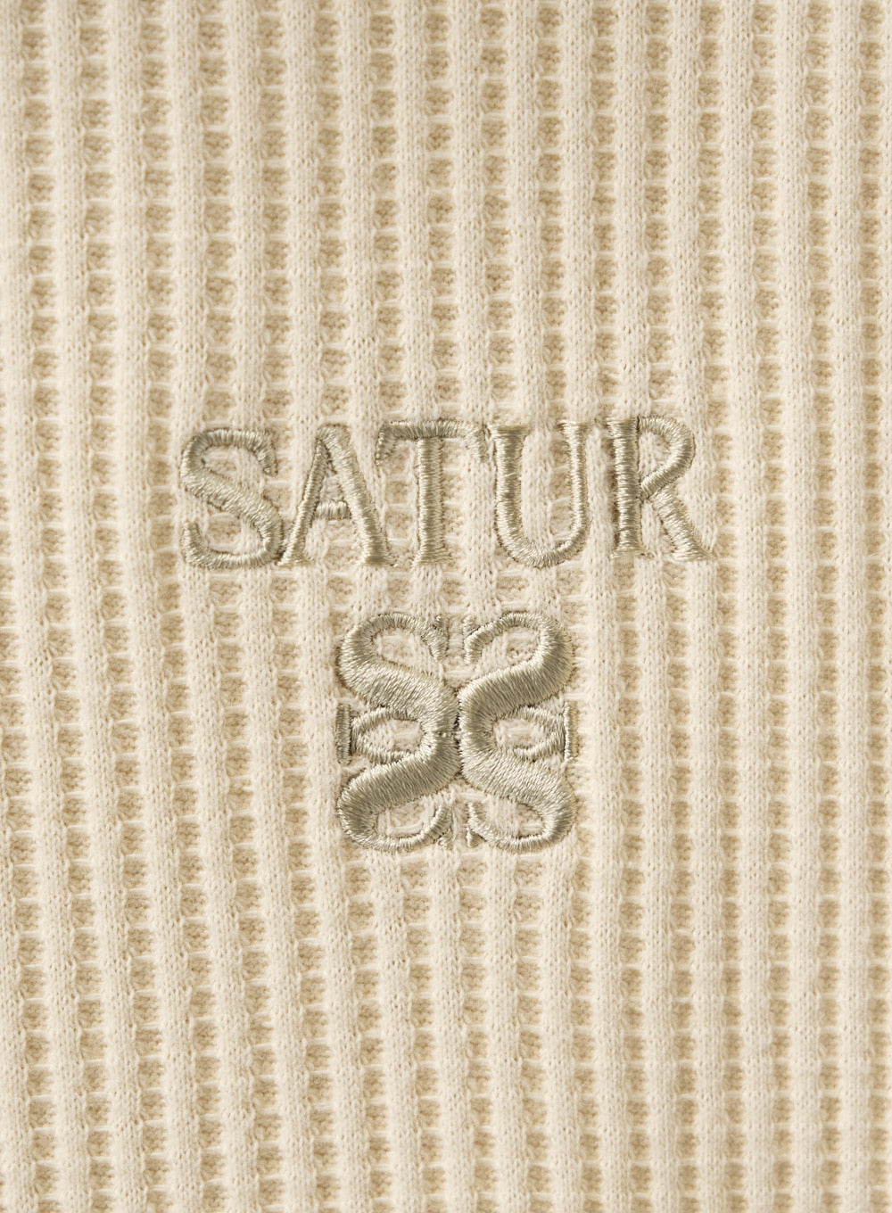[satur] Half Button Waffle Hoodie - Cream