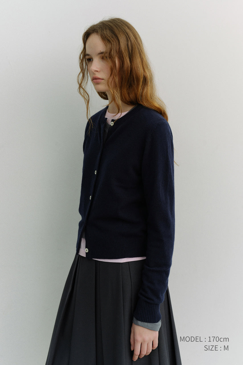 Dunst Essential Crewneck Knit Cardigan Dark Navy