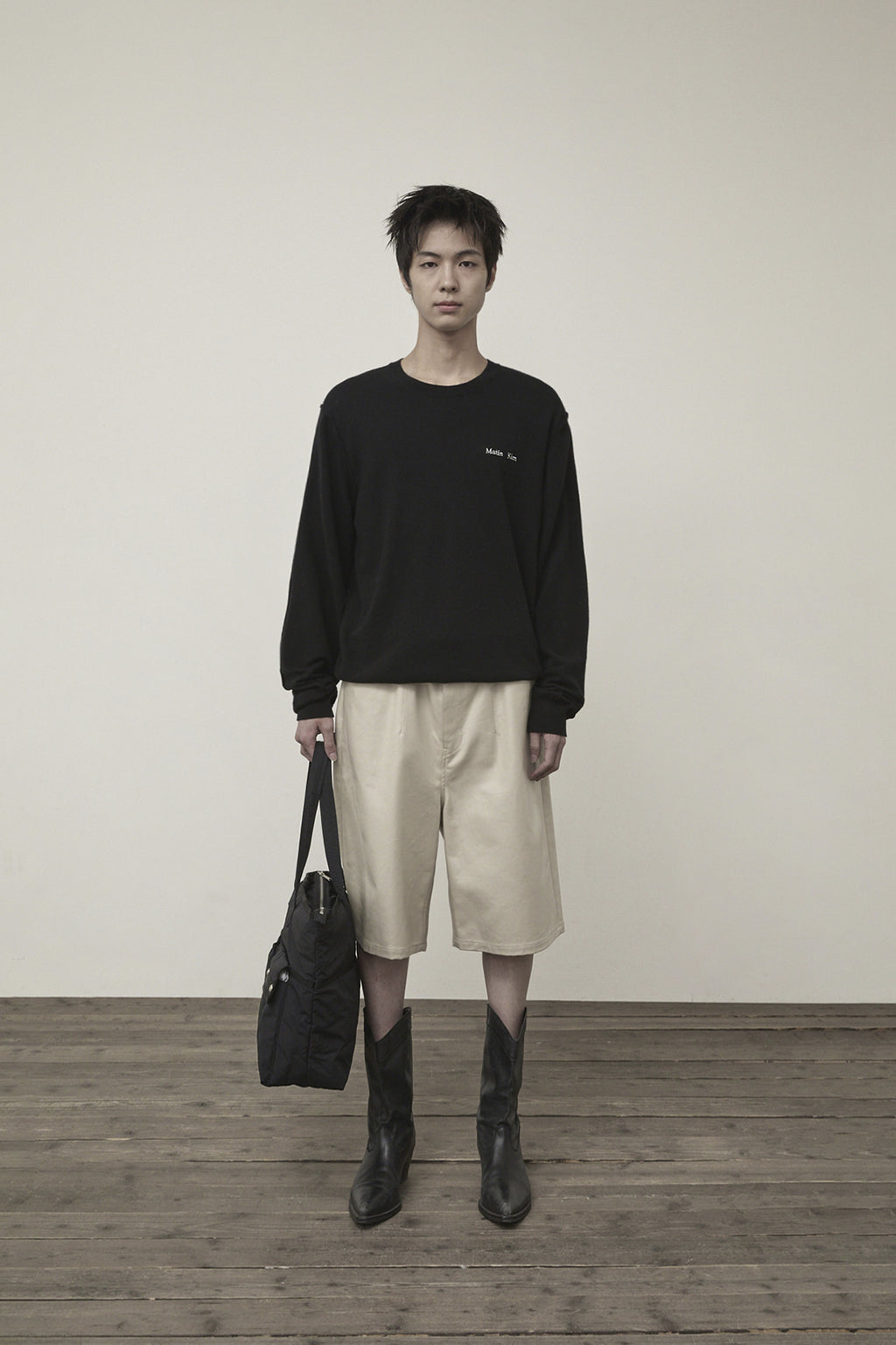 Matinkim Matt Coating Bermuda Pants For Men IN Light Beige