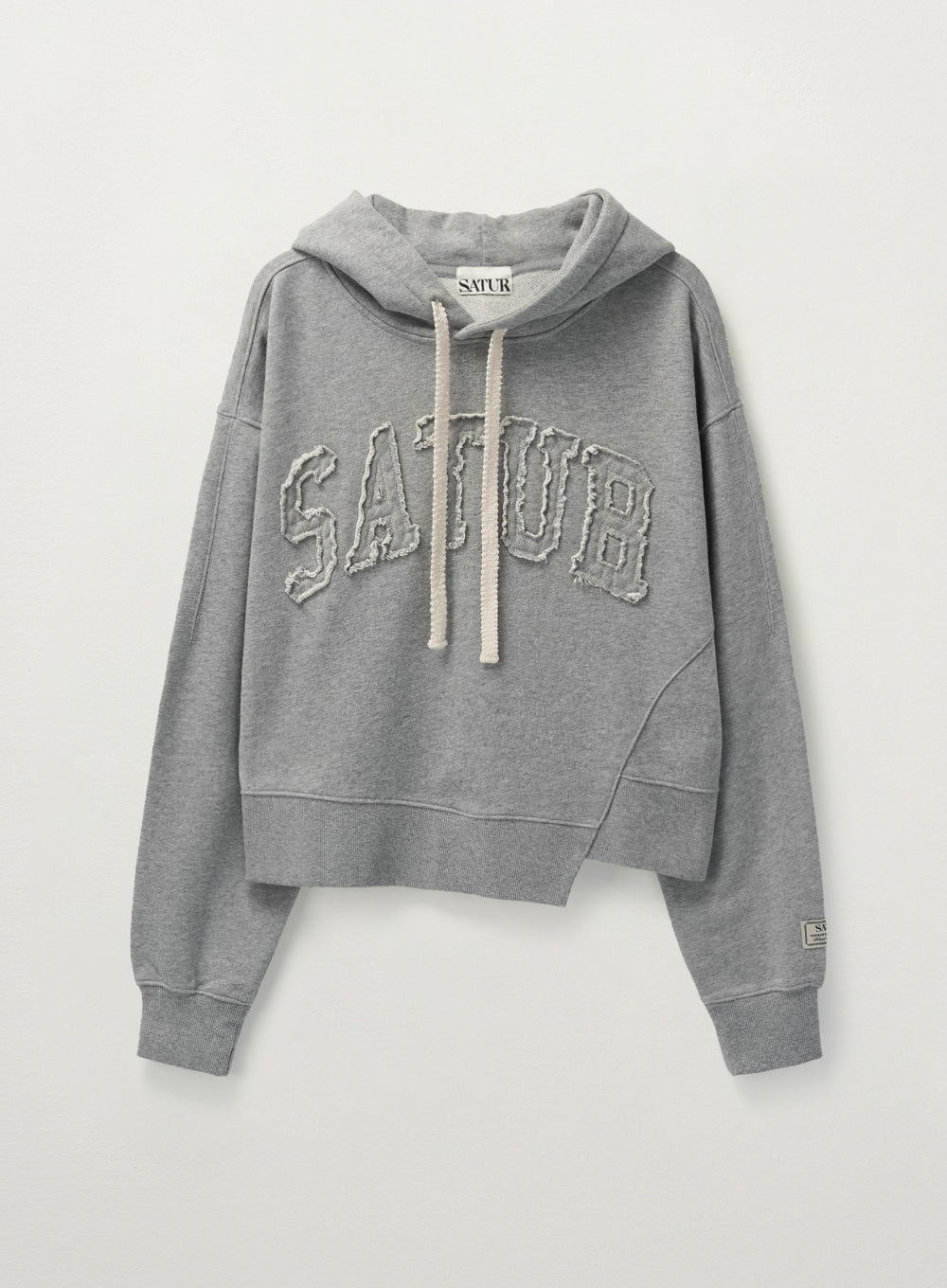 [satur] (W) Dublin Crop Hood T-shirt - Melange Gray