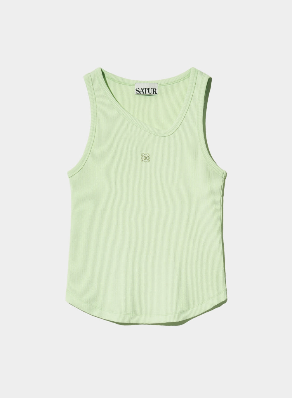 [satur] (W) Unbalance Neck Line Layered Sleeveless Top - Green Mint