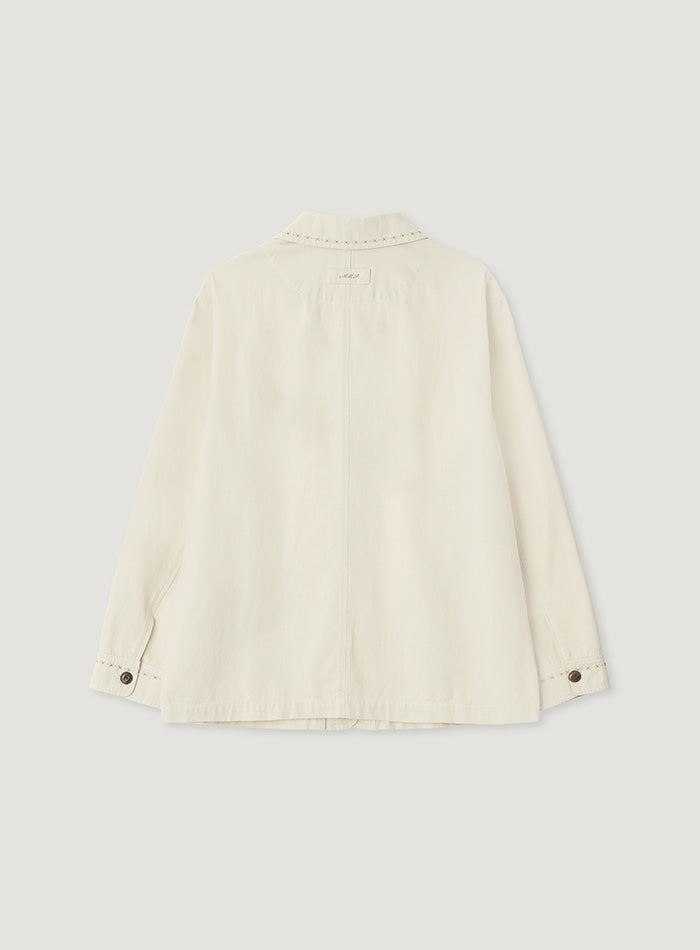Mango Maniplease Peanut Washed Jacket Milk Beige