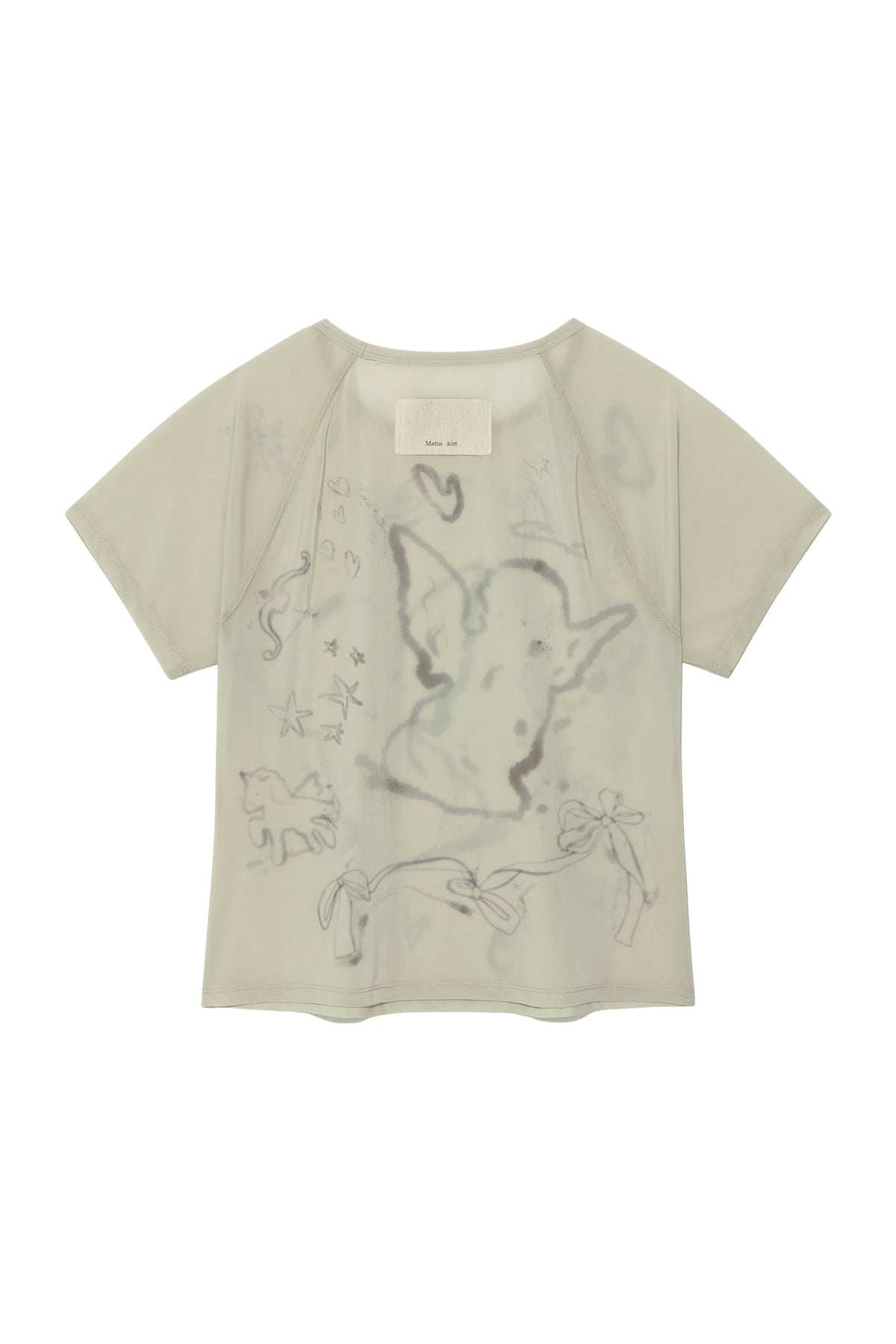 [matinkim] See Through Printing Top IN Khaki Beige