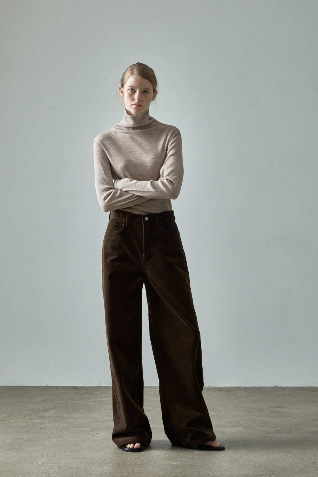 Facade Pattern Classic Corduroy Pants brown