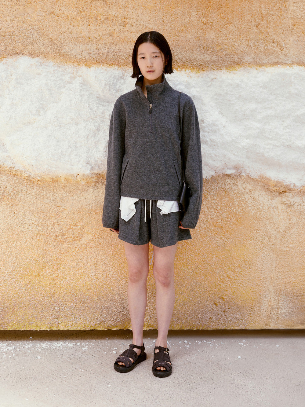 Low Classic Fleece Half Zip-Up Top Grey