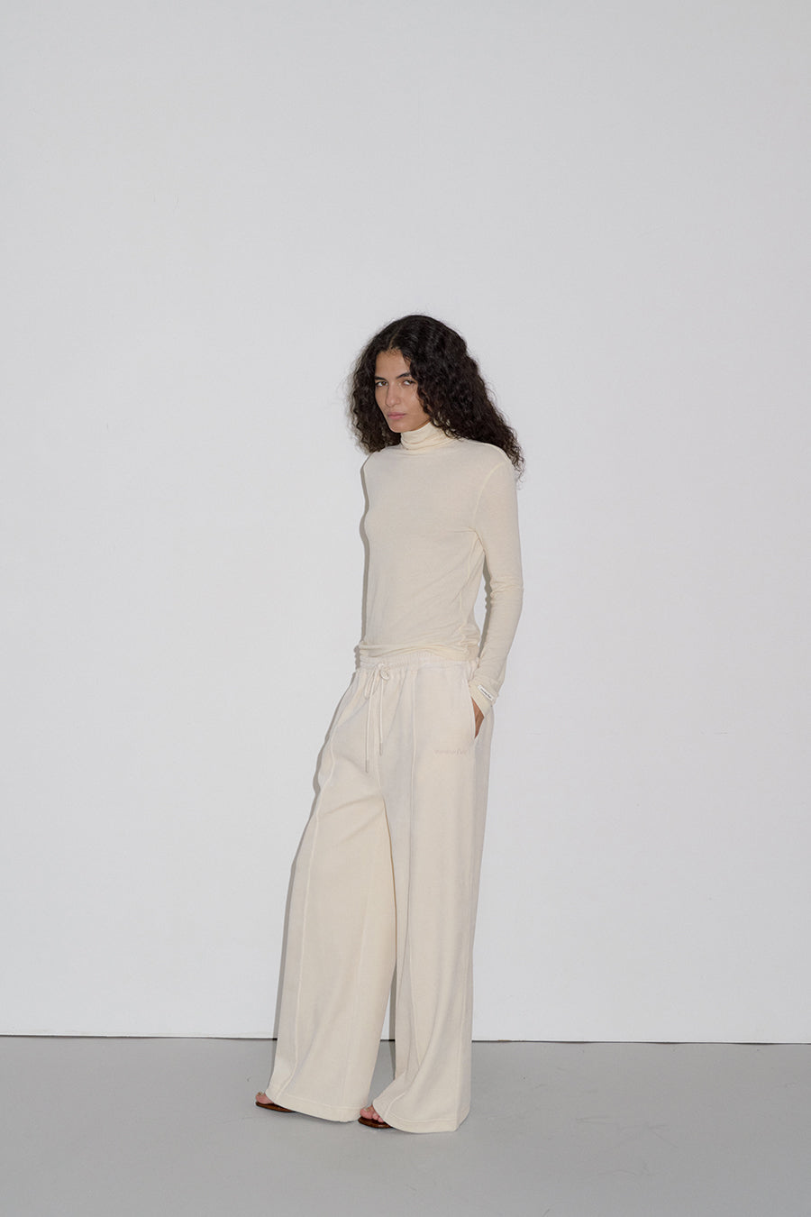 Overdueflair Two Way Velour Pants Cream