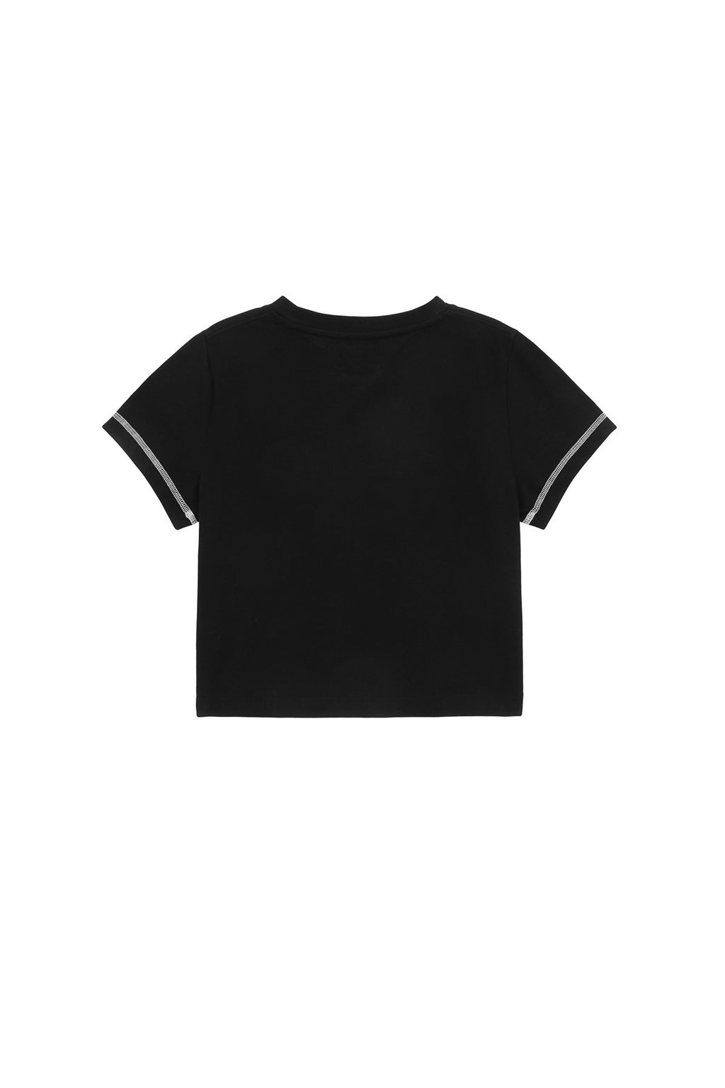 [matinkim] MATIN SMALL LINE LOGO STITCH CROP TOP IN BLACK