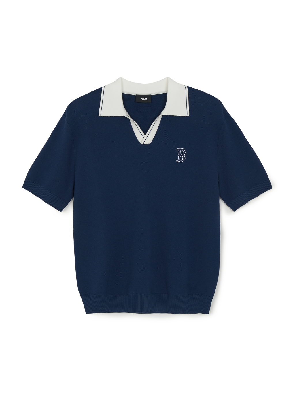 MLB Korea Varsity Tuck Texture Open Collar Short Sleeve Knit Pullover