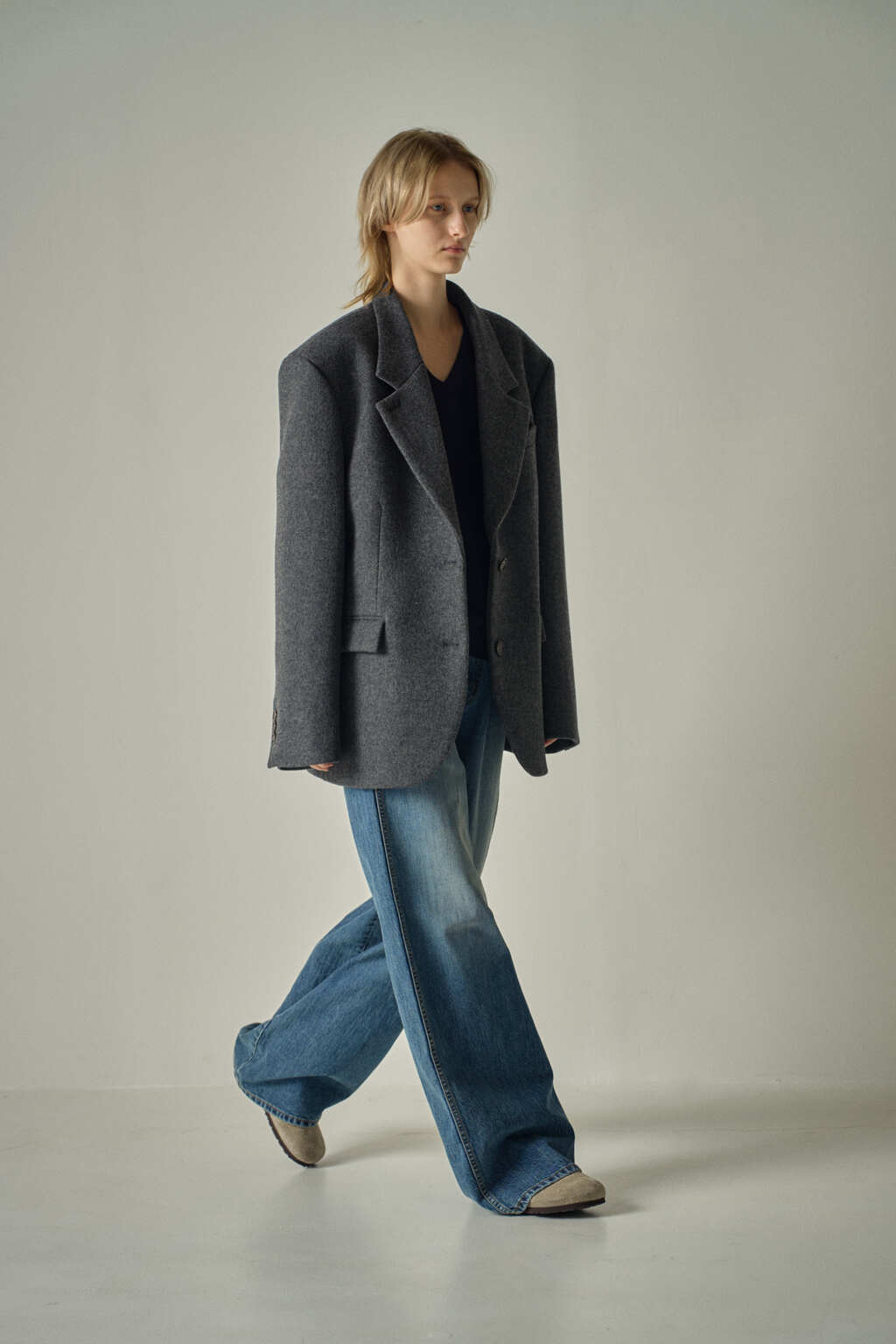 Facade Pattern Cashmere Blazer Coat charcoal