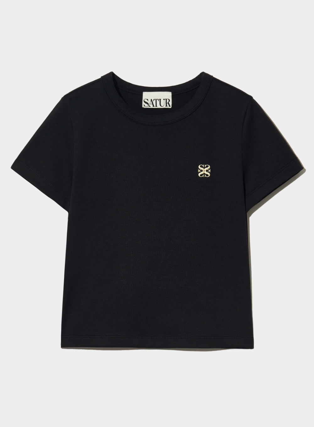[satur] (W) Essential Basic Logo T-Shirt - Classic Black