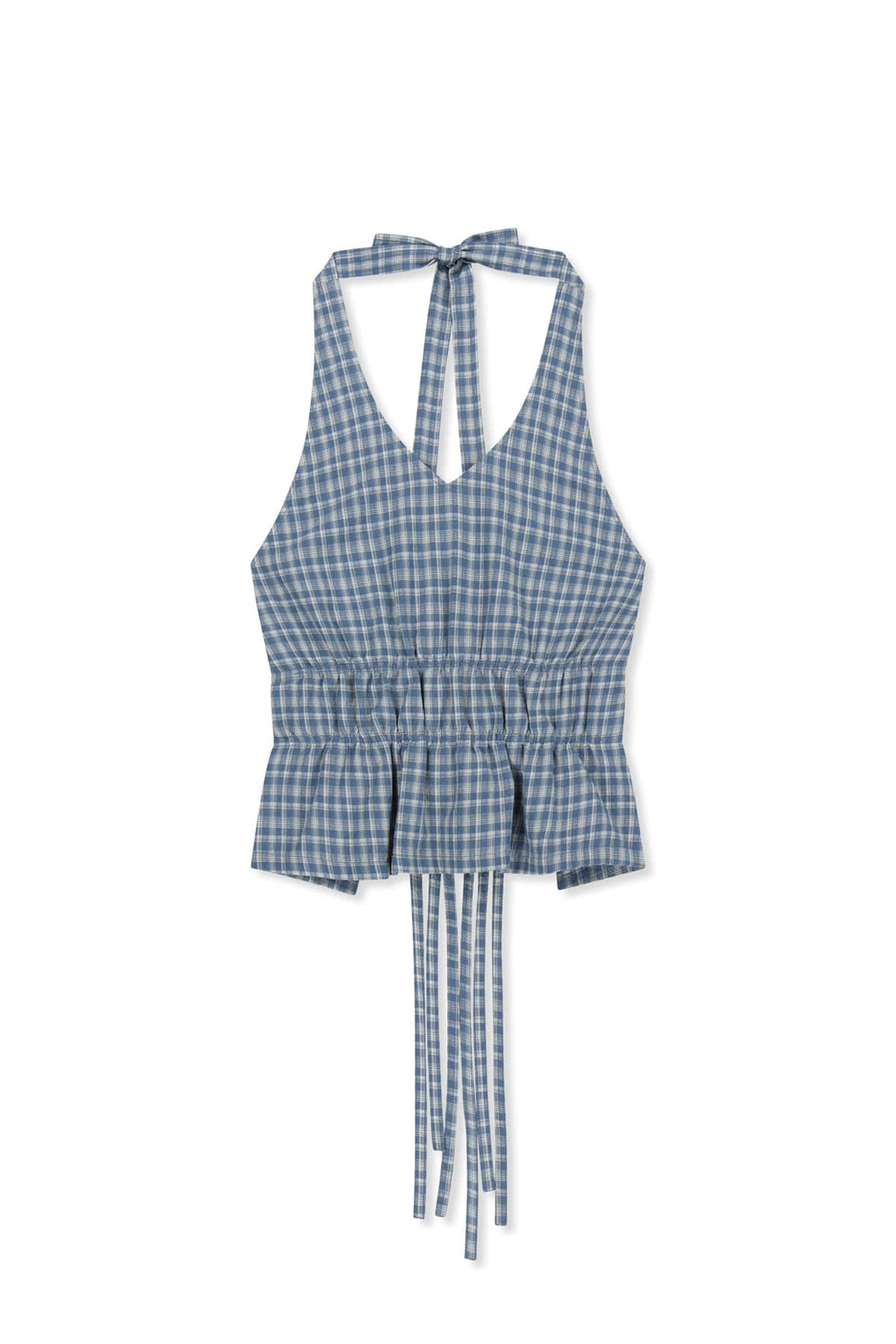 Matinkim Halter Neck Shirring Blouse IN Blue