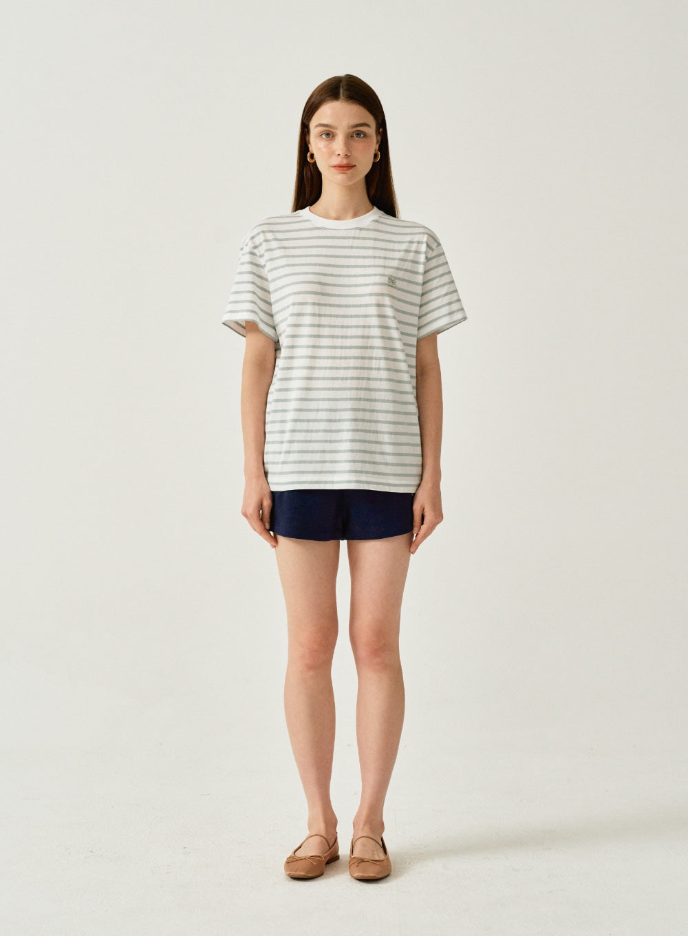 [satur] (W) All Day Basic Stripe T-Shirt - Mint