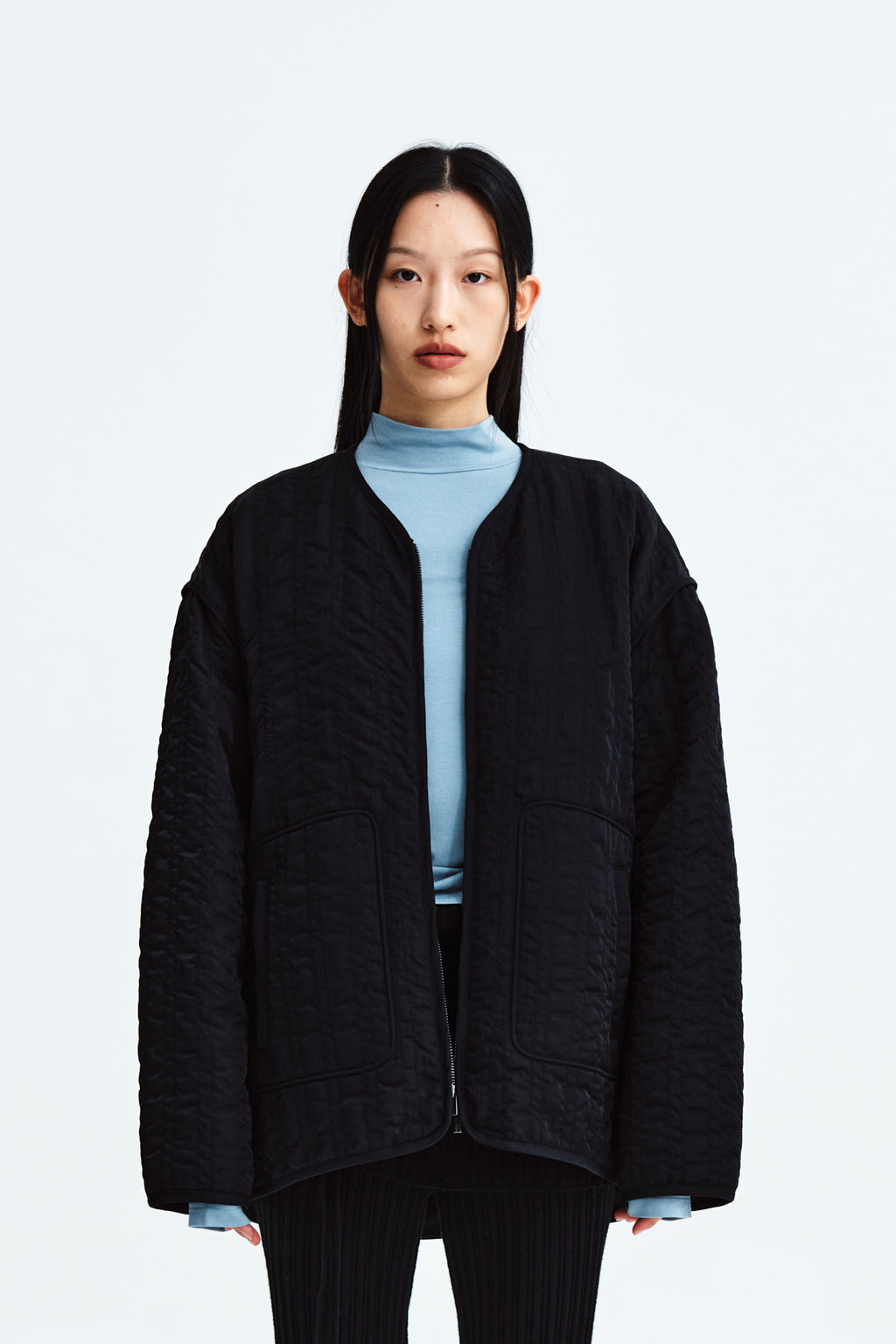 Matinkim Warm UP Quilting Jumper For Women IN Black