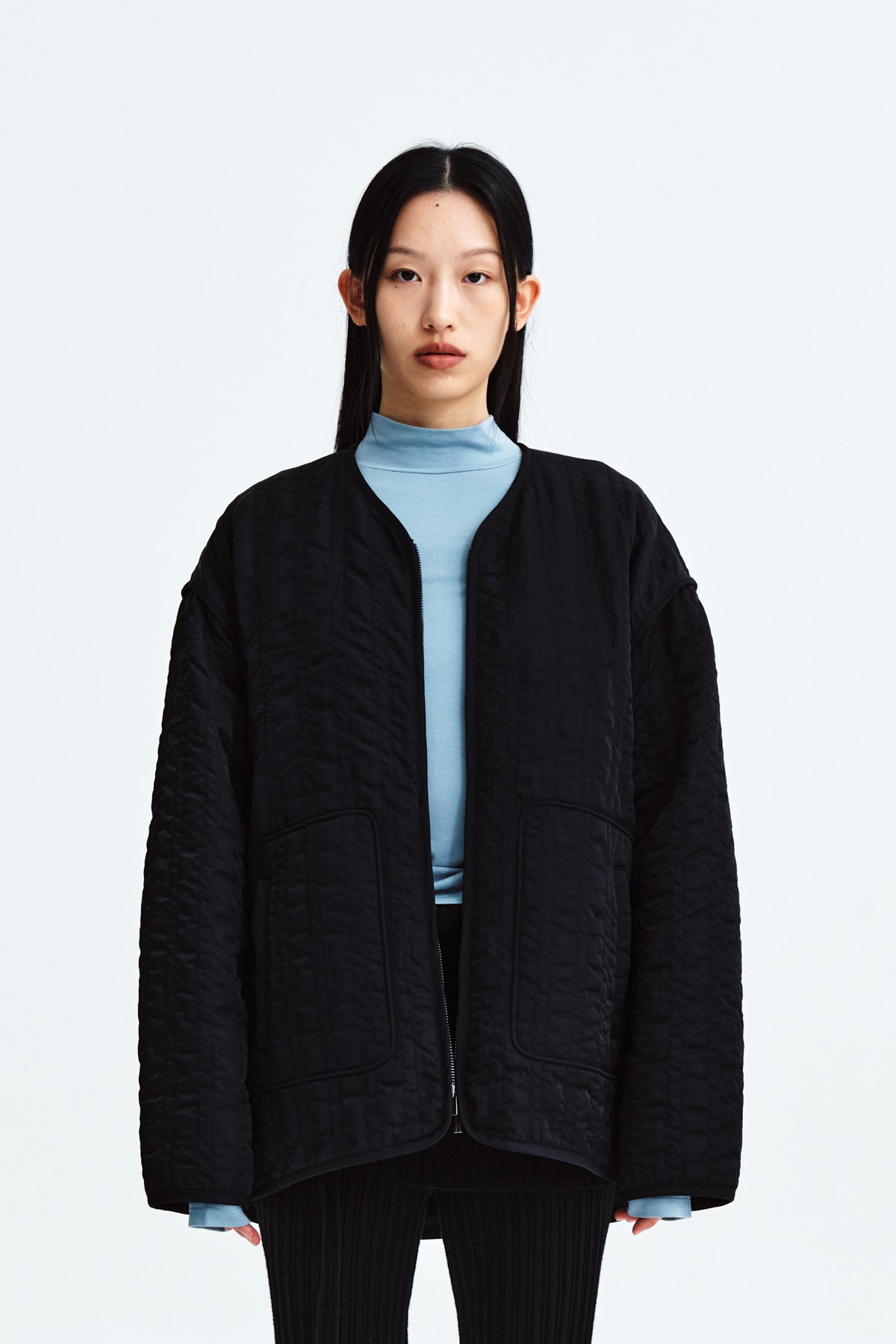 Matinkim Warm UP Quilting Jumper For Women IN Black