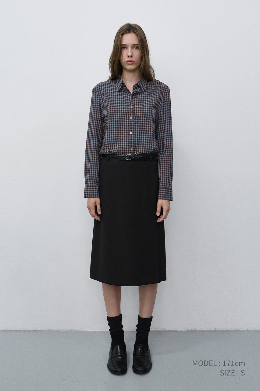 Dunst Essential Slim Checked Shirt Brown