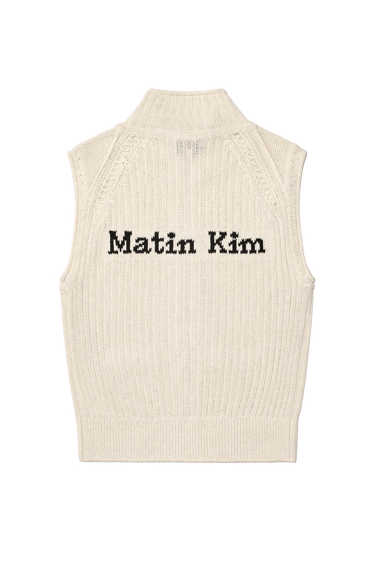 Matinkim Back Logo High Neck Knit Vest IN Light Beige