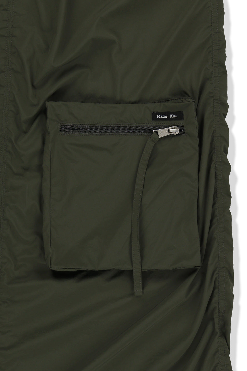 Matinkim Patch Pocket Shirring Nylon Skirt IN Khaki