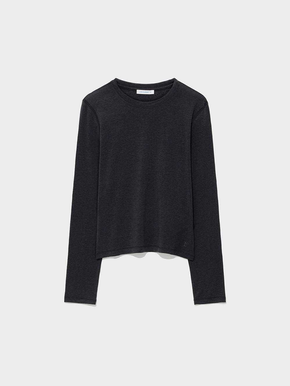 Low Classic Wool-Blend Stitch Long Sleeve Tee Charcoal Black
