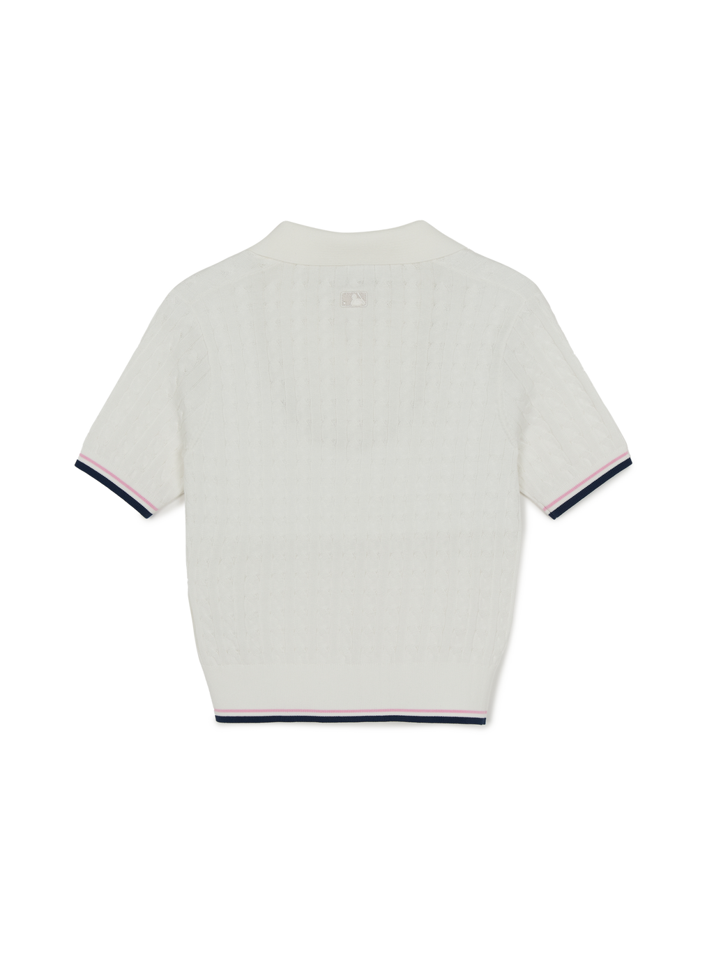 MLB Korea Women's Varsity Cable Open Collar Short Sleeve Knit Pullover