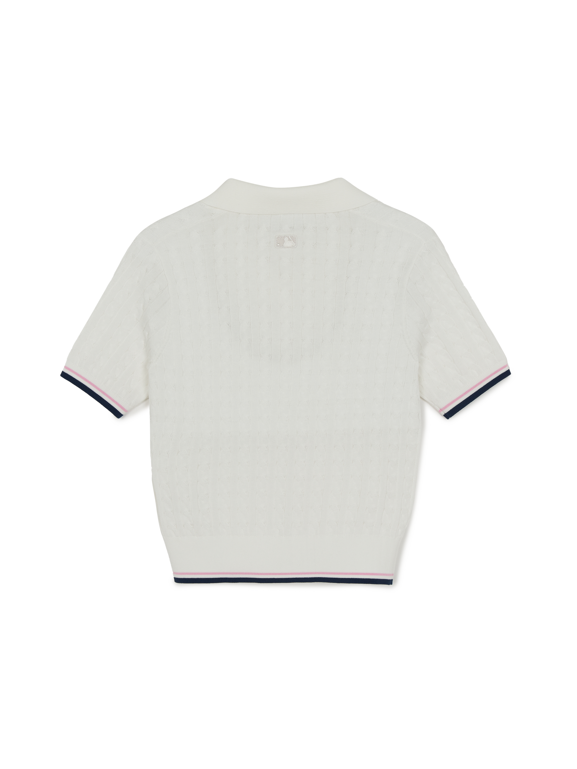 MLB Korea Women's Varsity Cable Open Collar Short Sleeve Knit Pullover