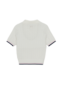 [MLB] Women's Varsity Cable Open Collar Short Sleeve Knit Pullover