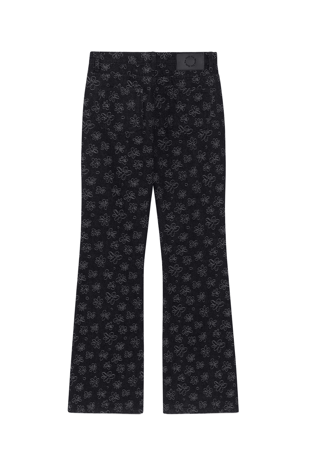 [matinkim] Flower Pattern Flare Denim Pants IN Black