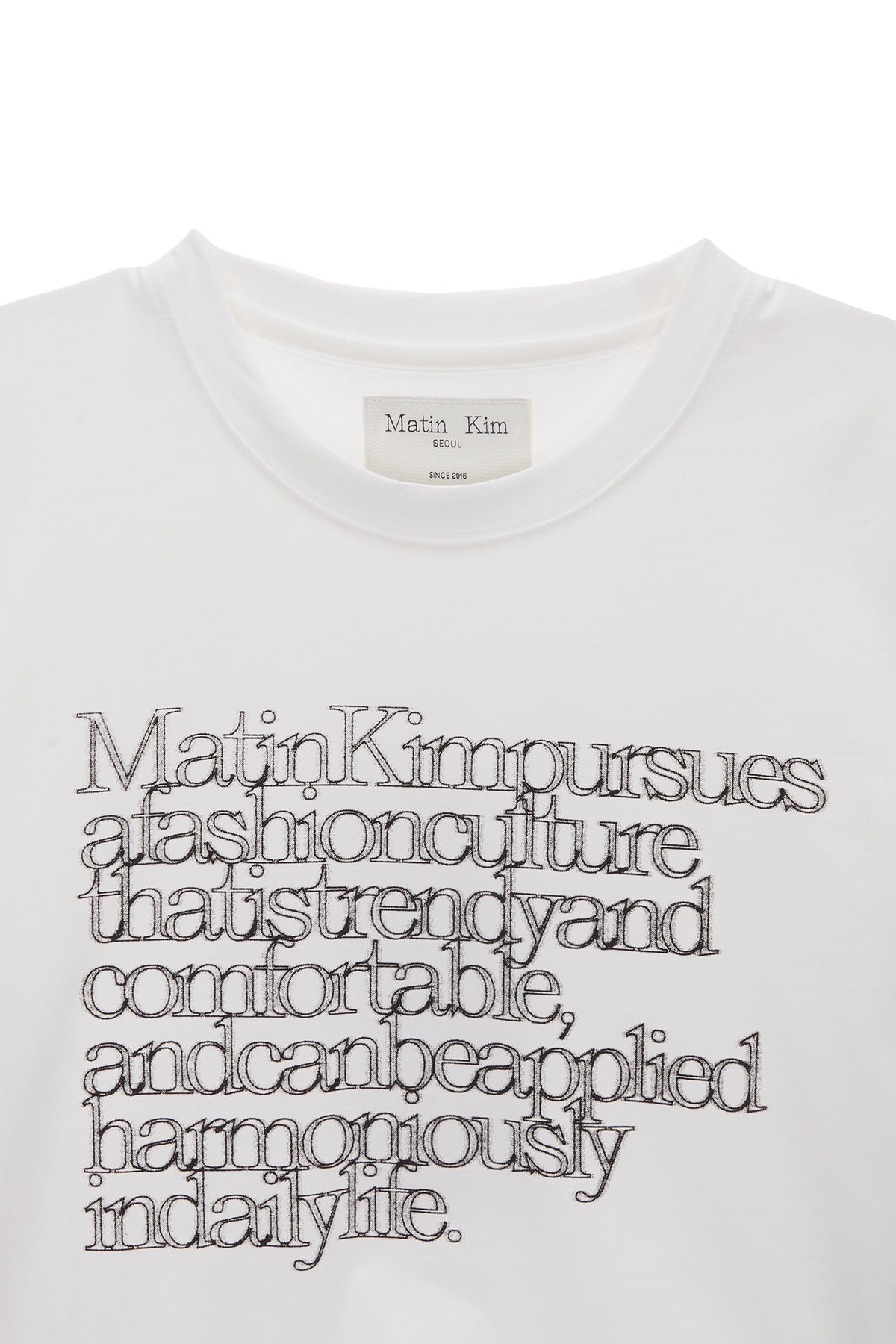 [matinkim] THIN TYPO TOP IN WHITE