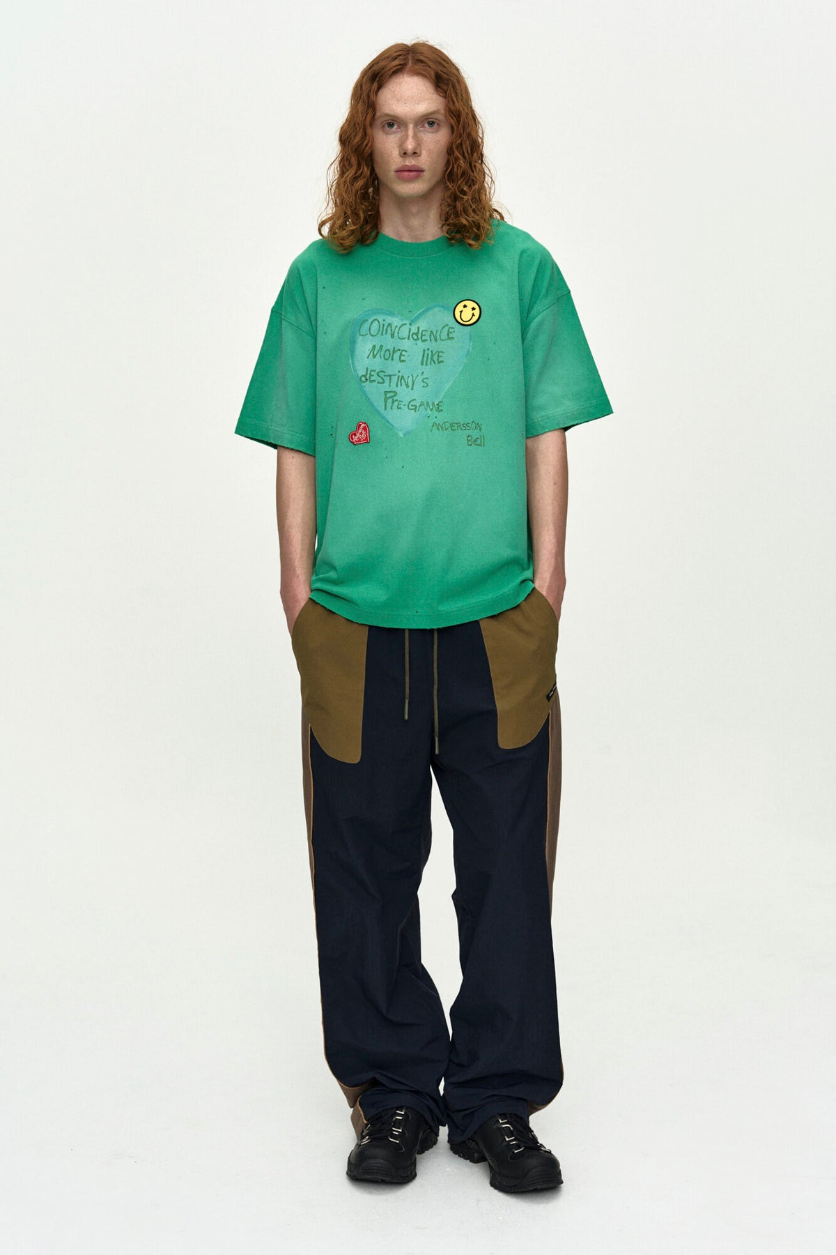 Andersson Bell (Essential) Unisex Spray Washed Heart Message T-Shirt