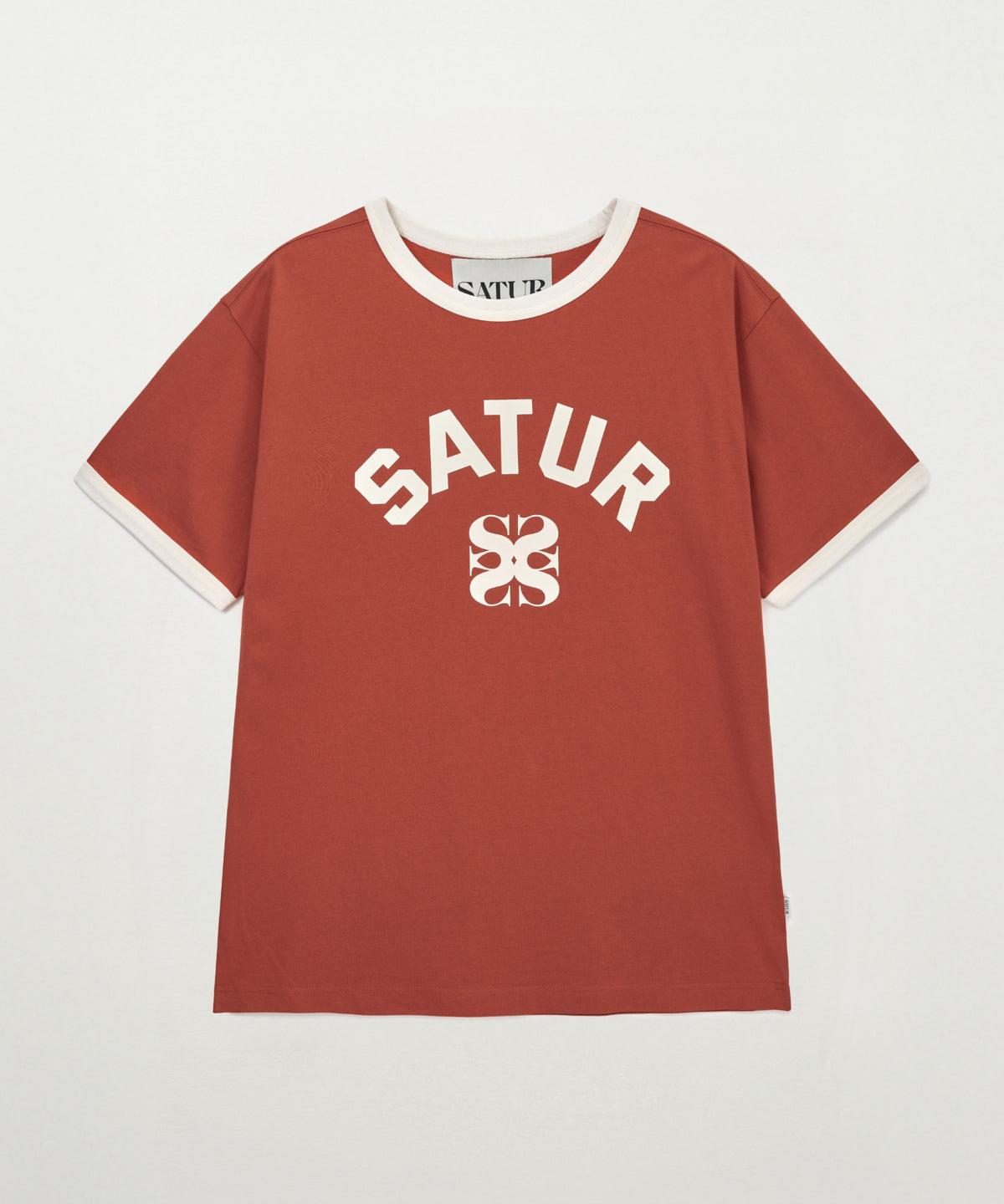 Satur Arch Logo Ringer T-Shirt - Red