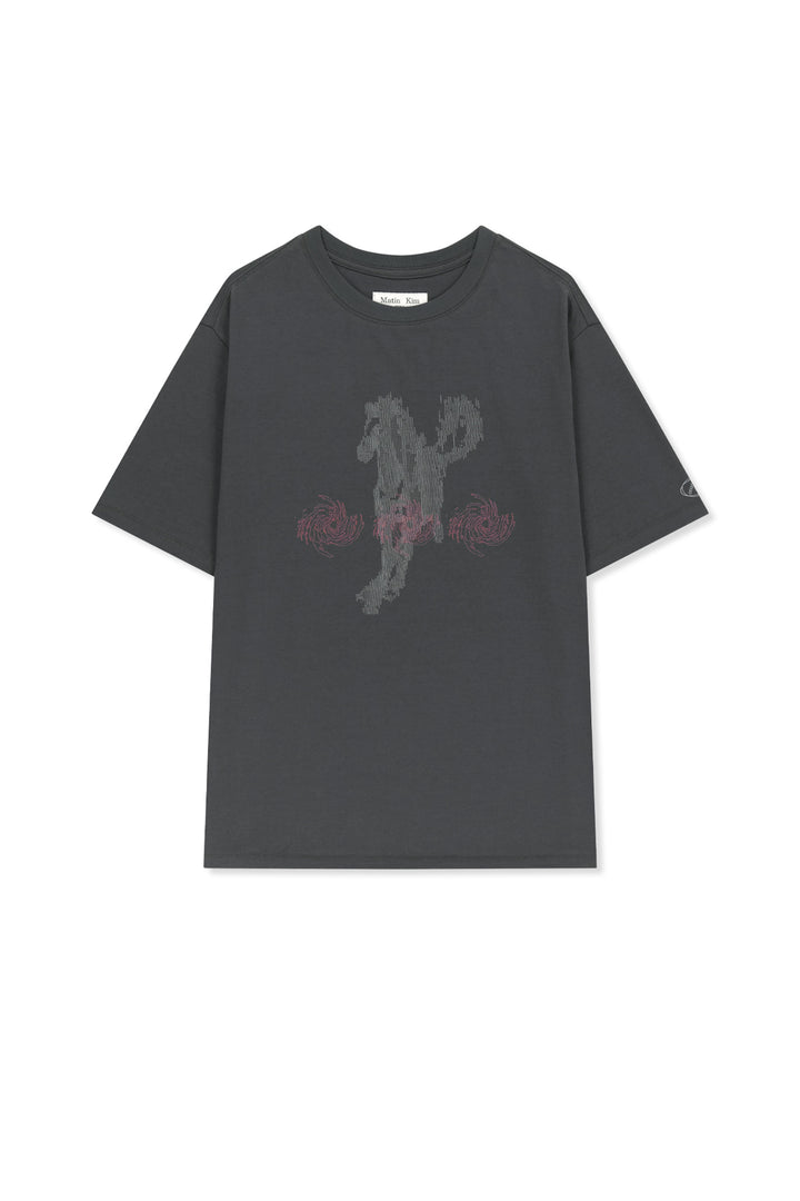 Matinkim Matin Pace Sprint Graffiti Top IN Charcoal