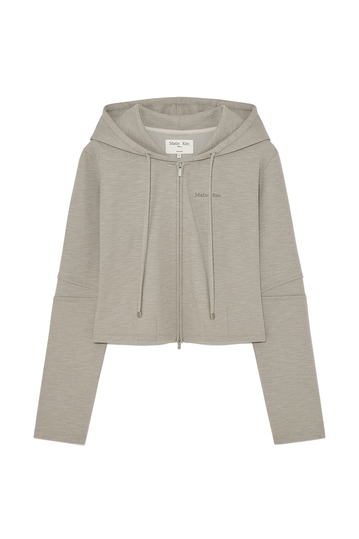 Matinkim Sleeve Slit Point Hoody Zip UP IN Beige