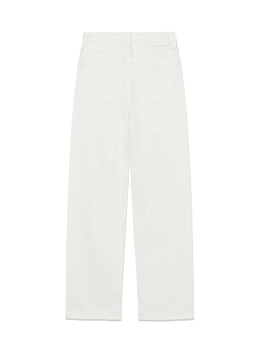 GLOWNY 90s High Rise Wide Leg Jeans (Long) (White)