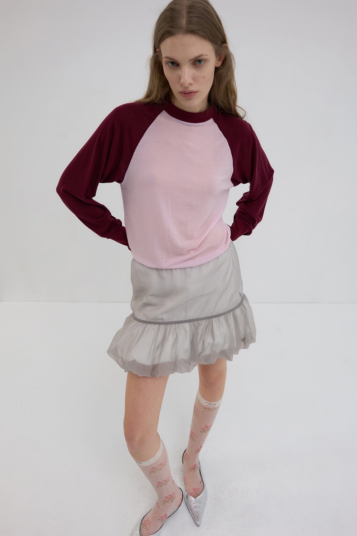 Overdueflair Organza Layered Mini Skirt Grey/White