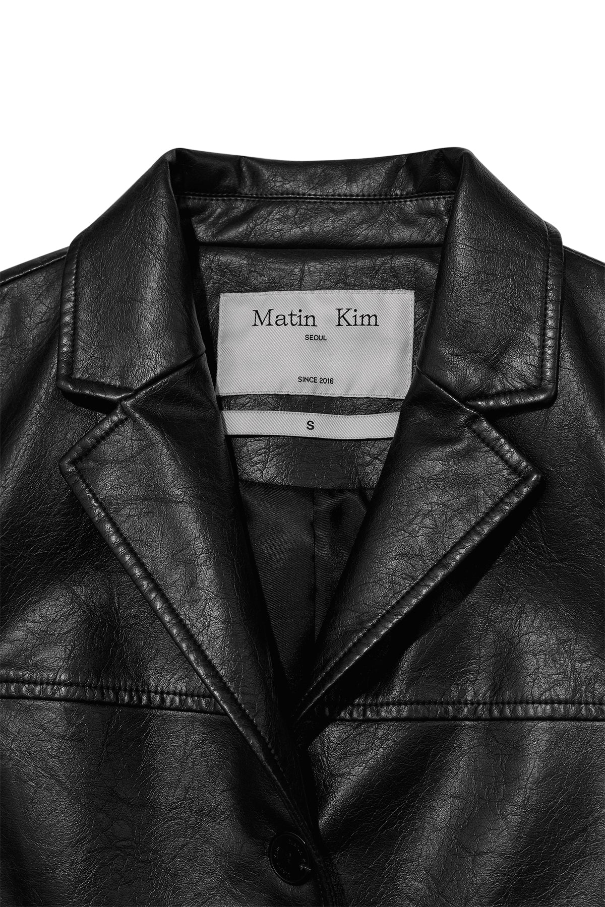 Matinkim Leather Single Blazer IN Black