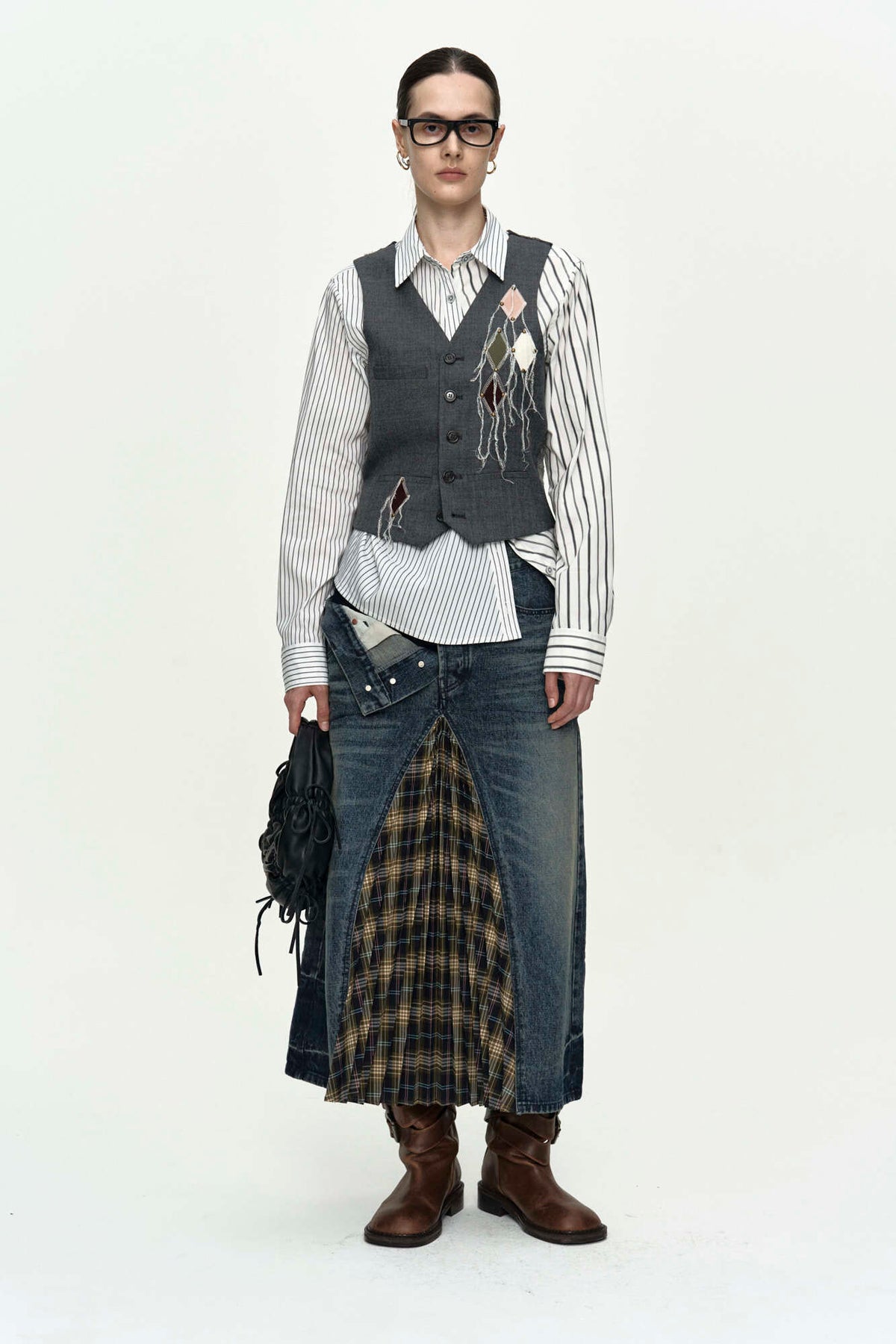Andersson Bell Back Knit Argyle Patched Vest