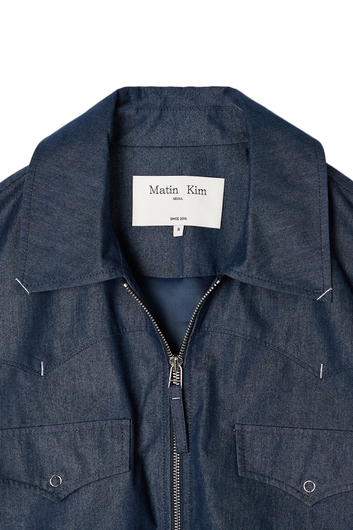 [matinkim] WESTERN DETAIL DENIM LIKE BLOUSON IN NAVY