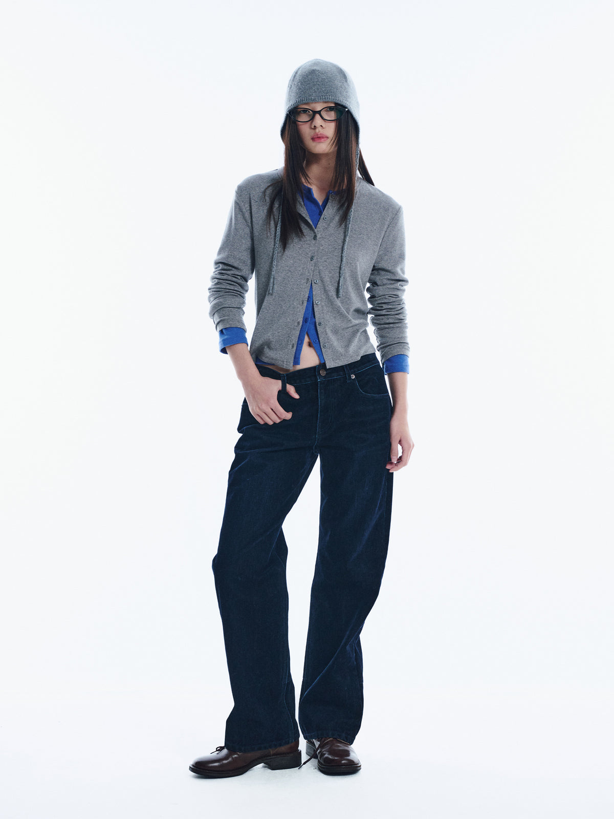 Low Classic Wool Jersey Warm Cardigan Melange Grey