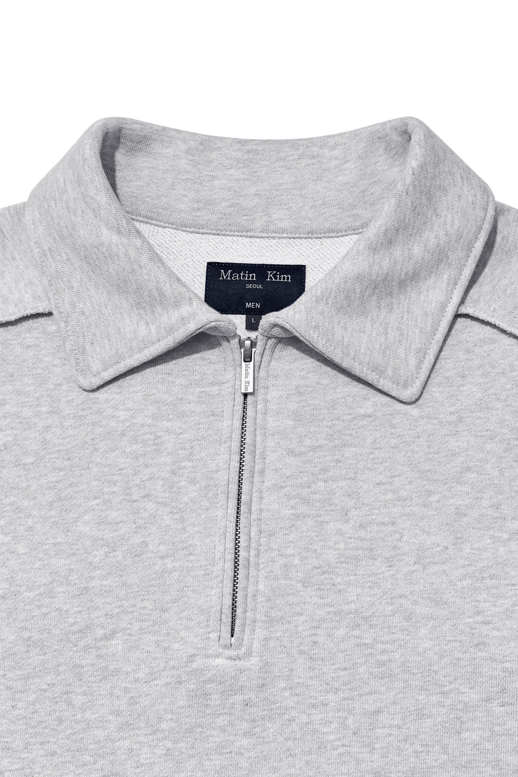[matinkim] BACK LOGO HALF ZIP SWEATSHIRT FOR MEN IN GREY