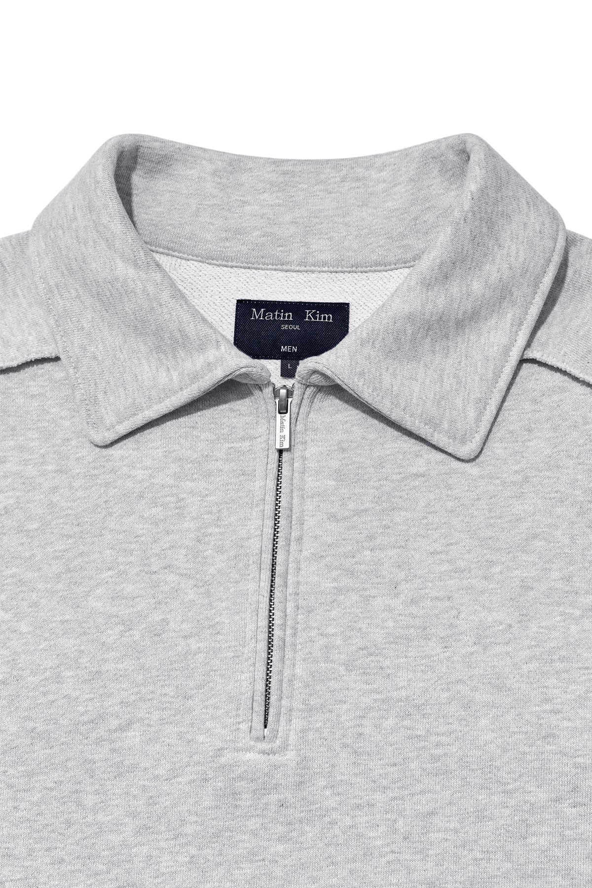 [matinkim] BACK LOGO HALF ZIP SWEATSHIRT FOR MEN IN GREY