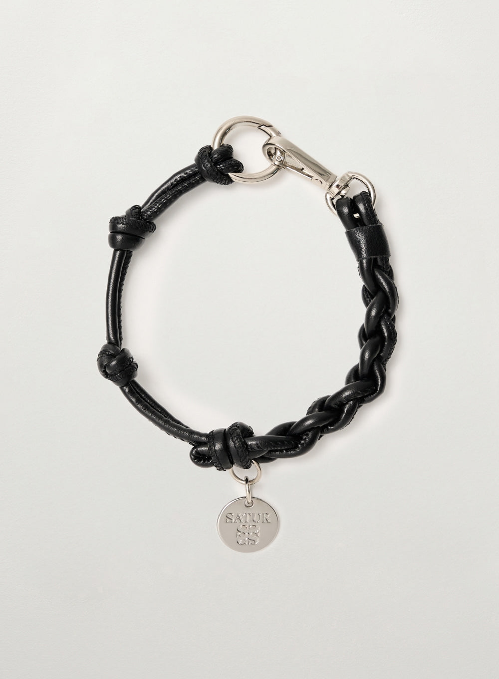 [satur] Synthetic Leather String Keyring - Black