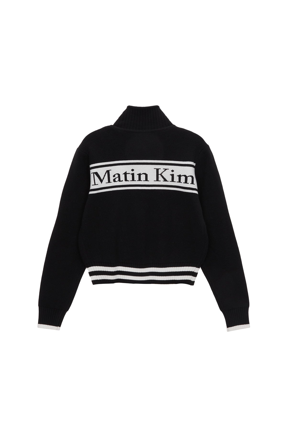 [matinkim] SPELL POINT STRIPE KNIT CARDIGAN IN BLACK