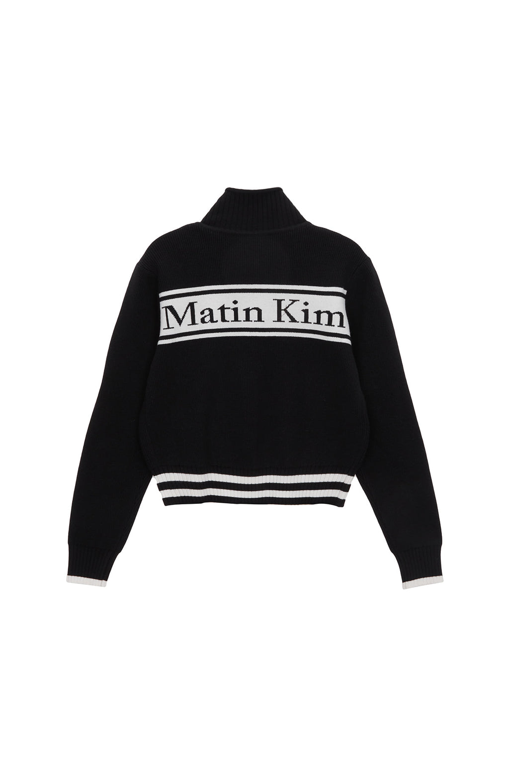 [matinkim] SPELL POINT STRIPE WOOL BLENDED KNIT CARDIGAN IN BLACK