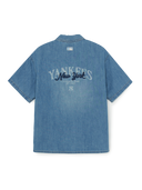 MLB Korea Varsity Vintage Slub Short Sleeve Denim Work Shirt