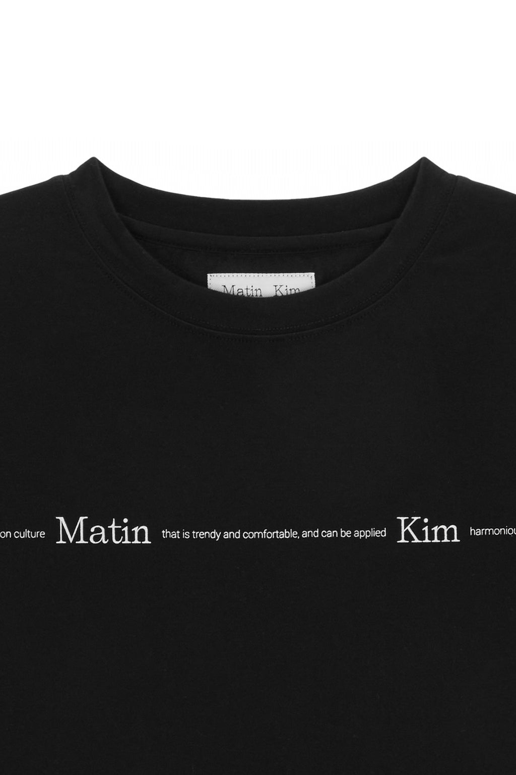 [matinkim] MATIN SMALL LINE LOGO STITCH CROP TOP IN BLACK