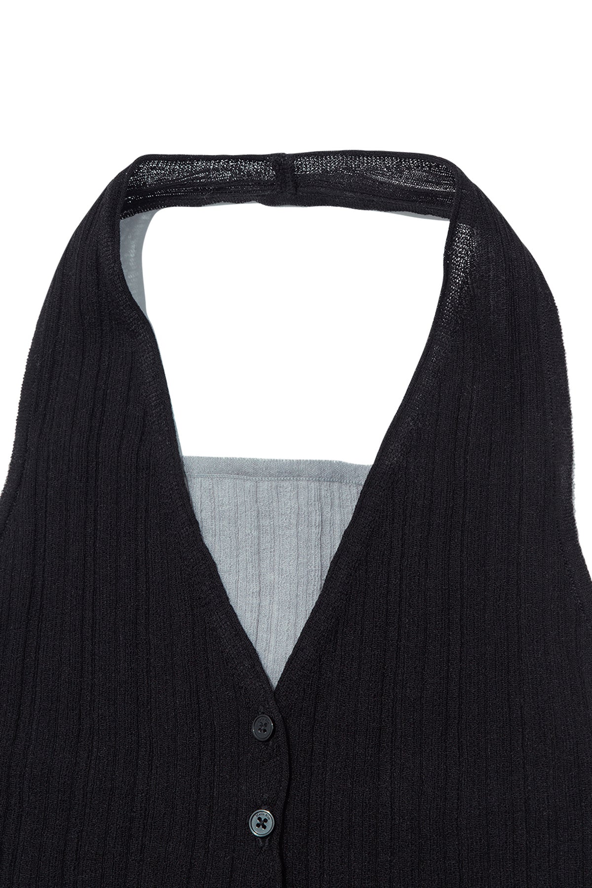 Matinkim Layered Button Halter Neck Top IN Black