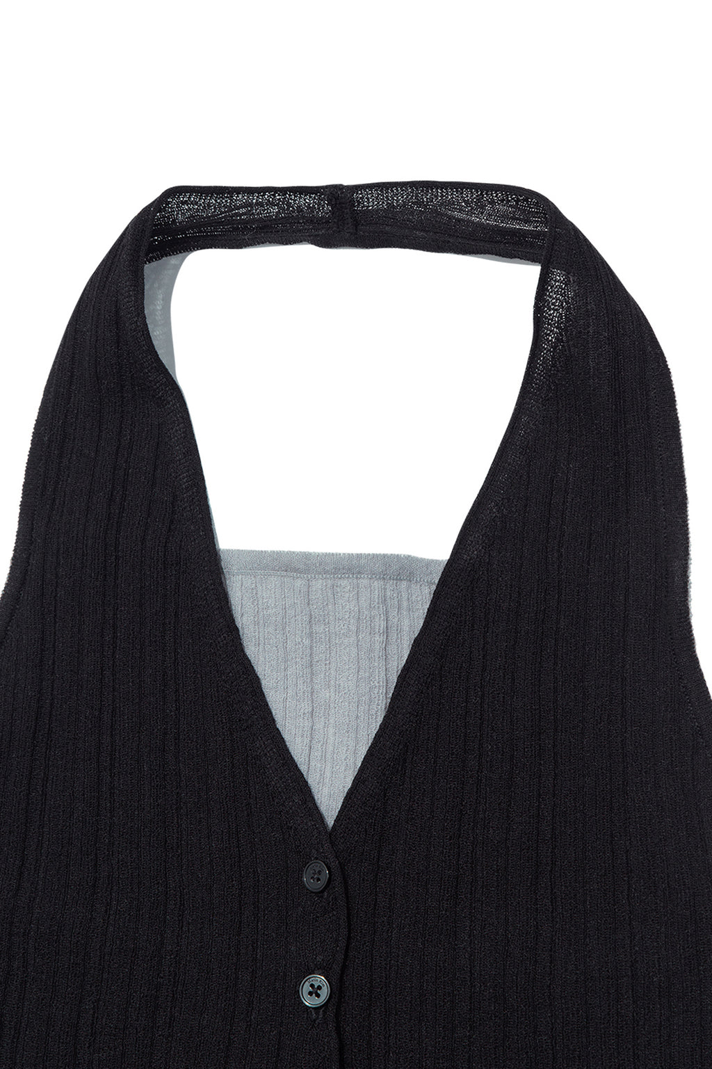 Matinkim Layered Button Halter Neck Top IN Black