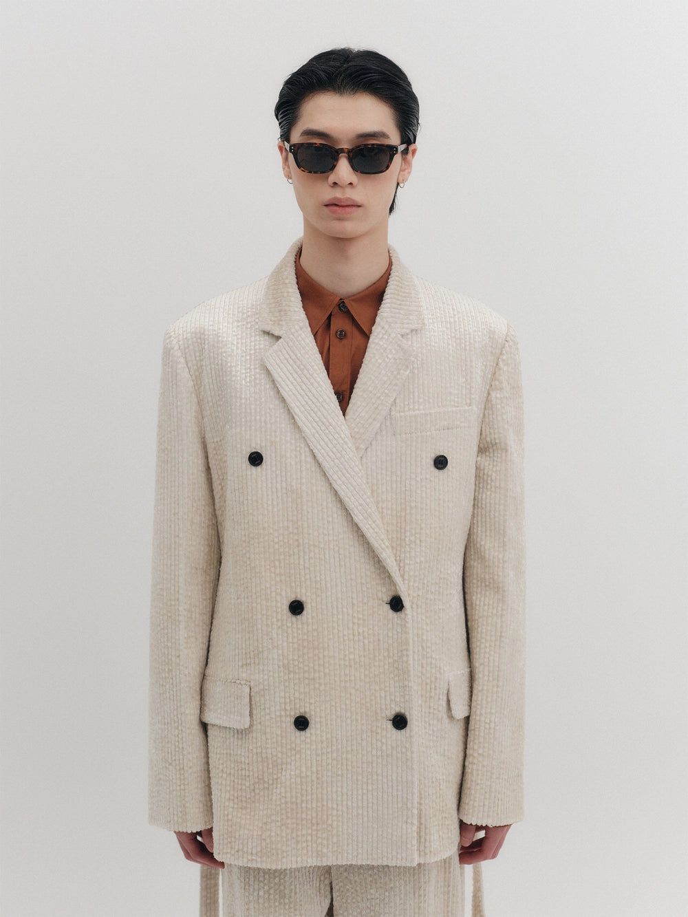 EENK Belted Double-Breasted Blazer - Ivory