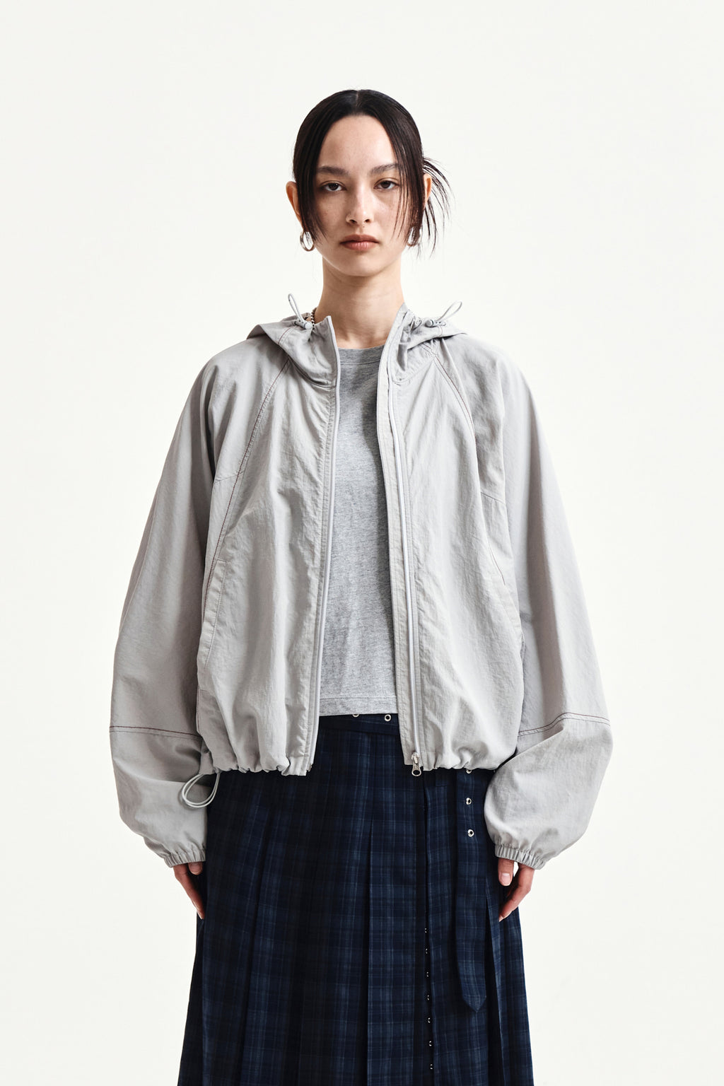 Matinkim Cropped Back Logo Hoody Wind Breaker IN Light Beige