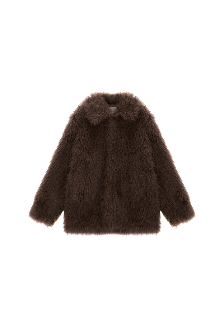 Matinkim Oversize Hairy Fur Coat IN Brown